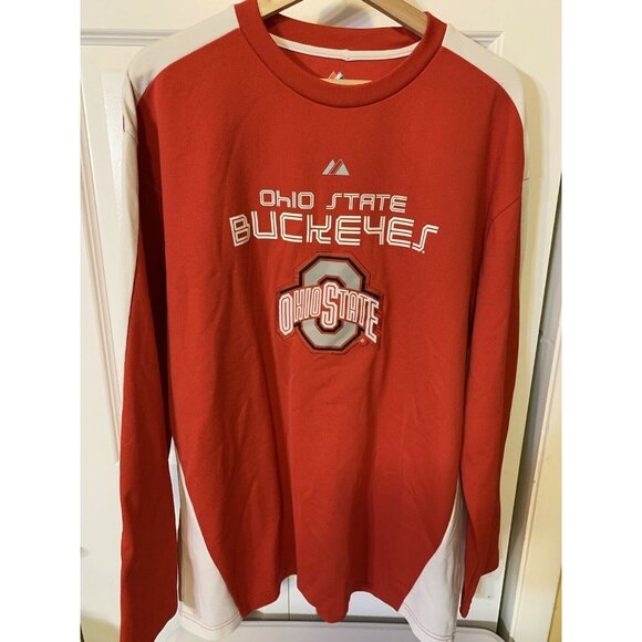 Vintage Majestic Ohio State Buckeyes Men’s Sz XL Sweatshirt Red - Picture 4 of 7